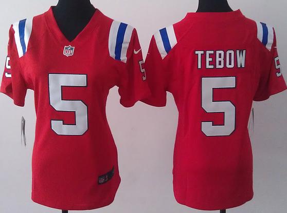 Cheap Women Nike New England Patriots 5 Tim Tebow Red NFL Jerseys