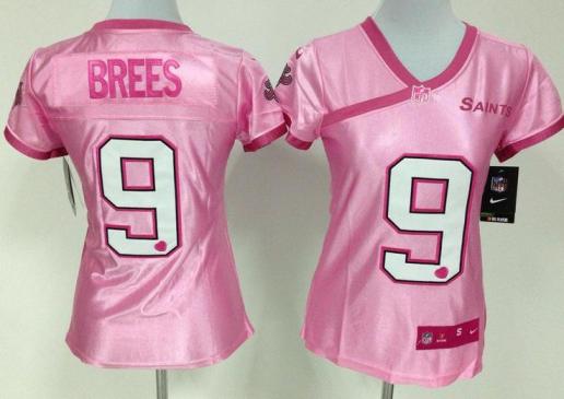 Cheap Women Nike New Orleans Saints 9# Drew Brees Pink Love's NFL Jersey