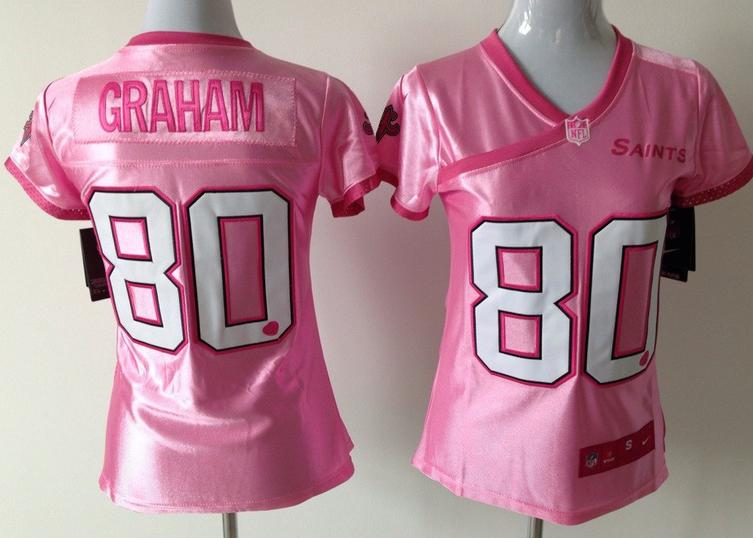Cheap Women Nike New Orleans Saints 80# Jimmy Graham Pink Love's NFL Jersey