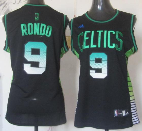 Cheap Women Boston Celtics 9 Rajon Rondo Black Vibe Fashion Revolution 30 Swingman Jersey