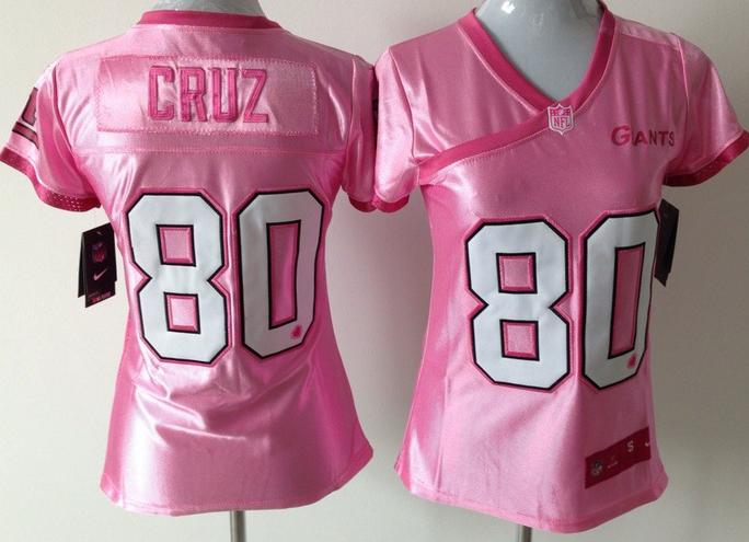 Cheap Women Nike New York Giants 80# Victor Cruz Pink Love's NFL Jerseys