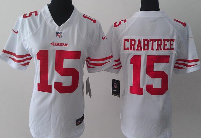 Cheap Women Nike San Francisco 49ers 15 Michael Crabtree White LIMITED Jerseys