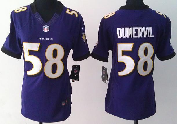 Cheap Women Nike Baltimore Ravens 58 Elvis Dumervil Purple LIMITED Jerseys