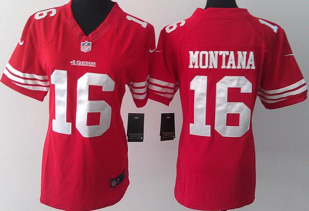 Cheap Women Nike San Francisco 49ers 16 Joe Montana Red LIMITED Jerseys