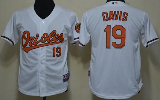 Kids Baltimore Orioles 19 Chris Davis White Cool Base MLB Jerseys Cheap