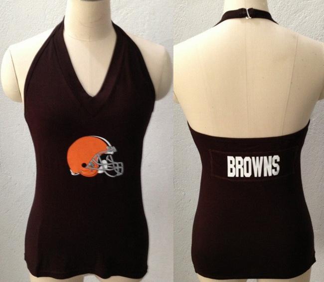 Cheap Women's All Sports Couture Cleveland Browns Blown Cover Halter Top - Brown