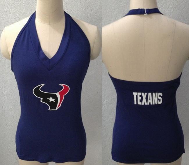 Cheap Women's All Sports Couture Houston Texans Blown Cover Halter Top - Navy Blue
