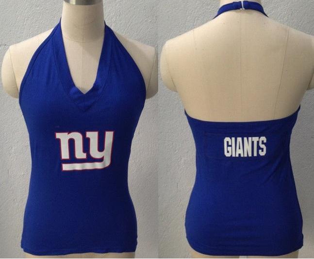 Cheap Women's All Sports Couture New York Giants Ladies Fashion Long Sleeve V-Neck Halter Top - Royal Blue