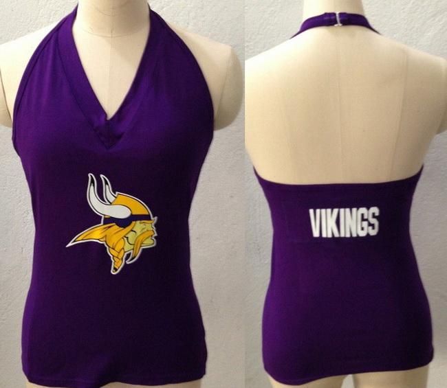 Cheap Women's All Sports Couture Minnesota Vikings Blown Cover Halter Top - Purple