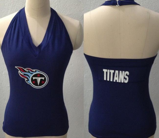 Cheap Women's All Sports Couture Tennessee Titans Blown Cover Halter Top - Navy Blue
