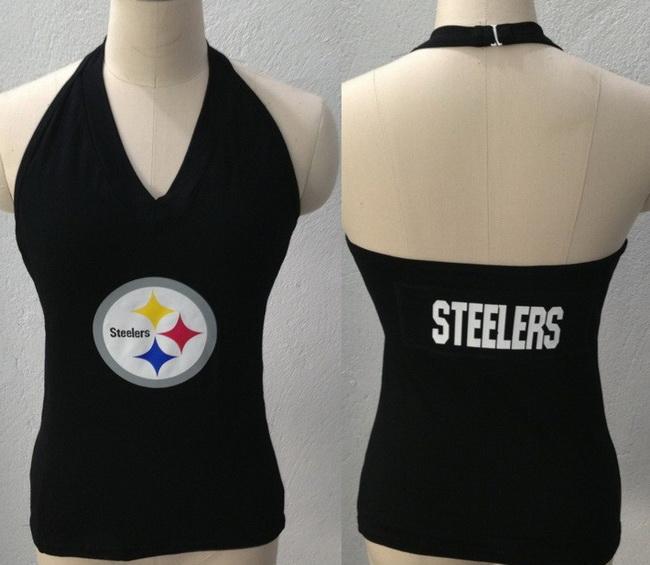 Cheap Women's All Sports Couture Pittsburgh Steelers Blown Cover Halter Top - Black