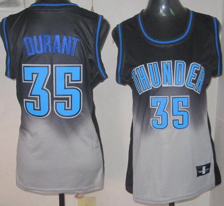 Cheap Women Oklahoma City Thunder 35 Kevin Durant Black Grey Revolution 30 Swingman NBA Jerseys