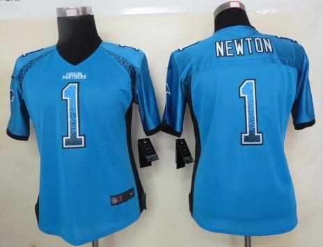 Cheap Women Nike Carolina Panthers 1 Cam Newton Blue Drift Fashion Elite NFL Jerseys