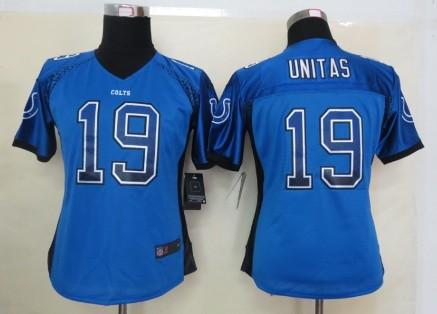 Cheap Women Nike Indianapolis Colts 19 Johnny Unitas Royal Blue Drift Fashion Elite NFL Jerseys