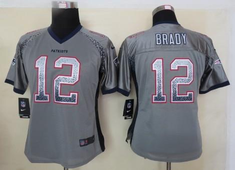 Cheap Women Nike New England Patriots 12 Tom Brady Grey Drift Fashion Elite NFL Jerseys