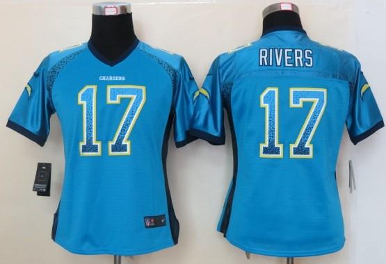 Cheap Women Nike San Diego Chargers 17 Philip Rivers Electric Blue Drift Fashion Elite NFL Jerseys