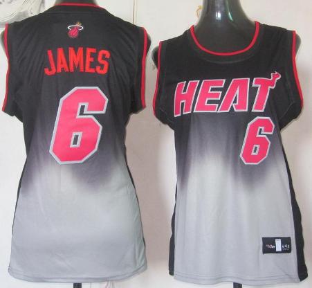 Cheap Women Miami Heat 6 LeBron James Black Grey Revolution 30 Swingman NBA Jerseys