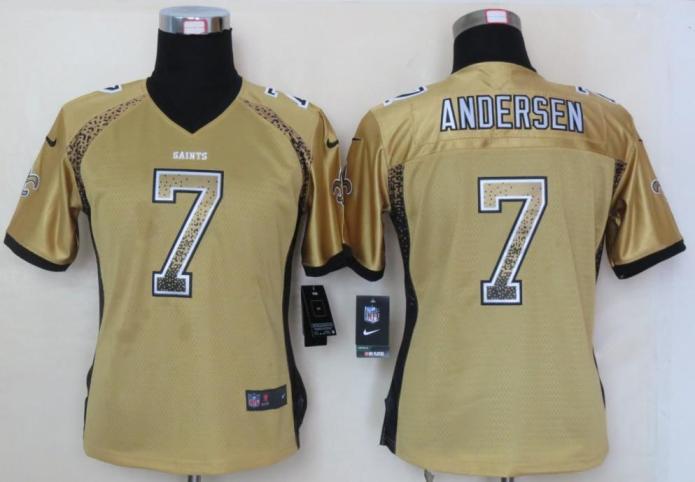Cheap Women Nike New Orleans Saints 7 Morten Andersen Gold Drift Fashion Elite NFL Jerseys 2013 New