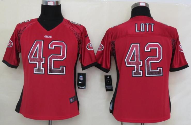 Cheap Women Nike San Francisco 49ers 42 Ronnie Lott Red Drift Fashion Elite NFL Jerseys 2013 New