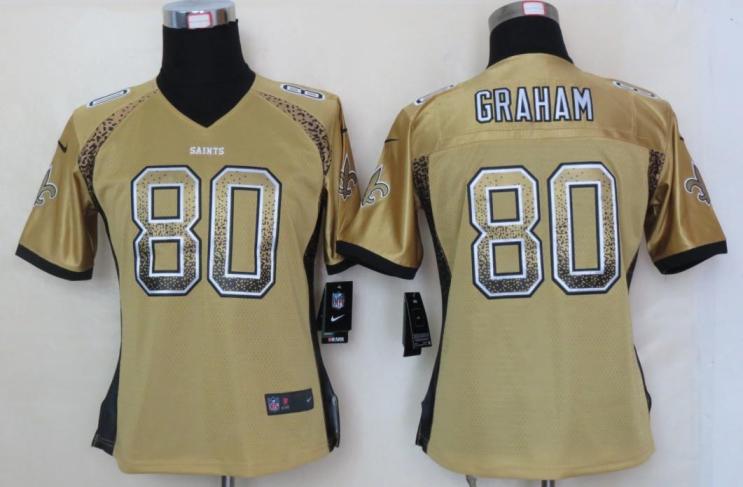 Cheap Women Nike New Orleans Saints 80 Jimmy Graham Gold Drift Fashion Elite NFL Jerseys 2013 New