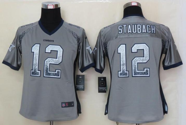 Cheap Women Nike Dallas Cowboys 12 Roger Staubach Grey Drift Fashion Elite NFL Jerseys 2013 New