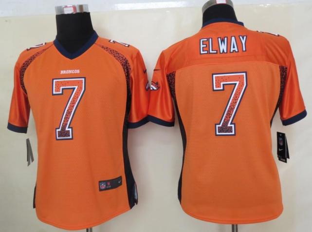 Cheap Women Nike Denver Broncos 7 John Elway Orange Drift Fashion Elite NFL Jerseys 2013 New