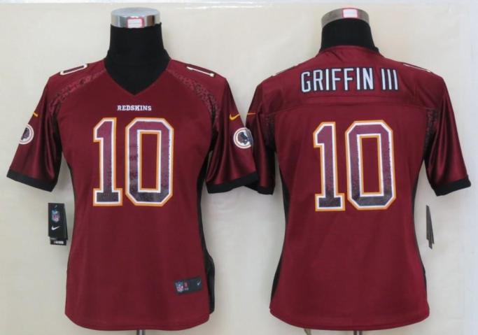 Cheap Women Nike Washington Redskins 10# Robert Griffin III Red Drift Fashion Elite NFL Jerseys 2013 New