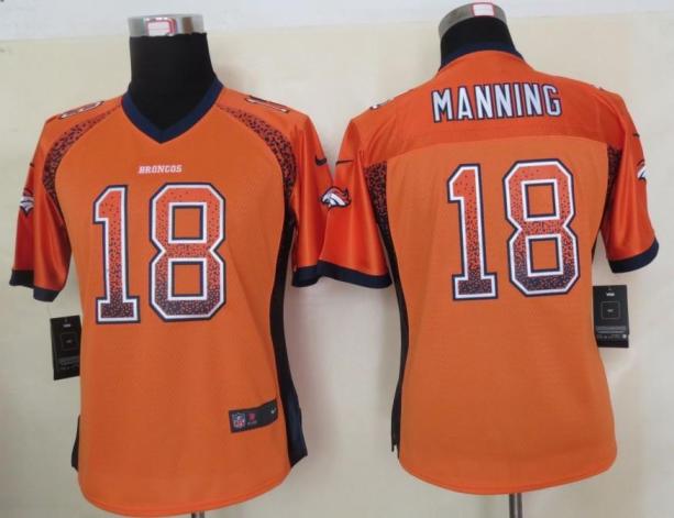 Cheap Women Nike Denver Broncos 18# Peyton Manning Orange Drift Fashion Elite NFL Jerseys 2013 New