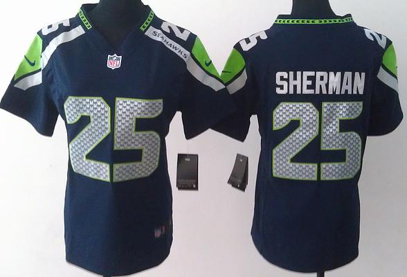 Cheap Women Nike Seattle Seahawks 25 Richard Sherman Blue NFL Jerseys
