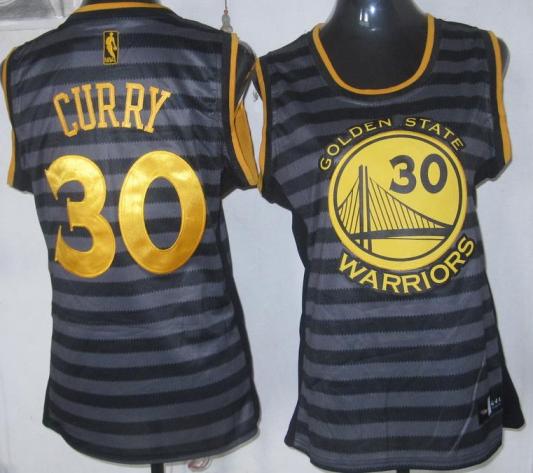 Cheap Women Golden State Warriors 30 Stephen Curry Grey With Black Strip Revolution 30 Swingman NBA Jerseys