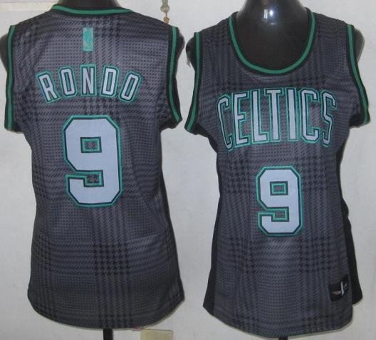 Cheap Women Boston Celtics 9 Rajon Rondo Black Rhythm Fashion Revolution 30 Swingman NBA Jerseys