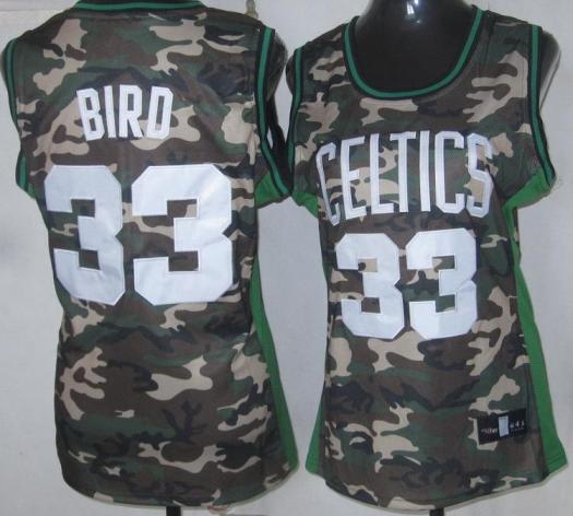 Cheap Women Boston Celtics 33 Larry Bird Camo Revolution 30 Swingman NBA Jerseys