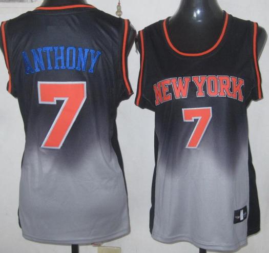 Cheap Women New York Knicks 7 Carmelo Anthony Black Grey Revolution 30 Swingman NBA Jerseys
