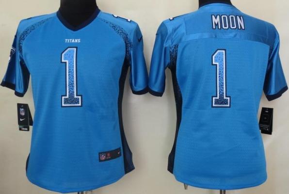 Cheap Women Nike Tennessee Titans 1 Warren Moon Light Blue Drift Fashion Elite NFL Jerseys