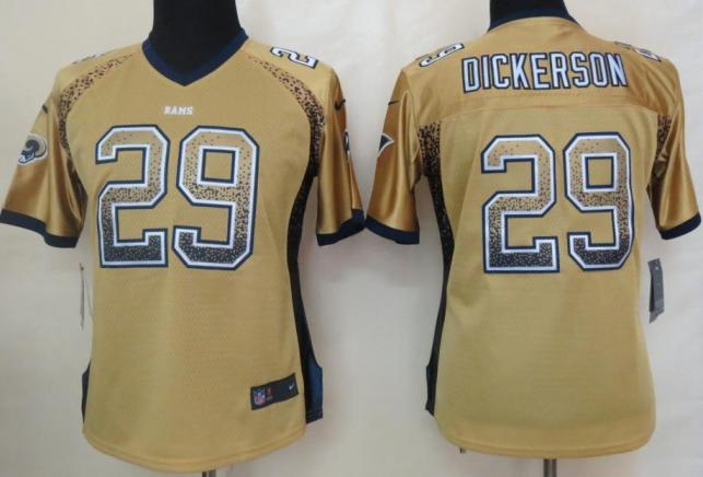 Cheap Women Nike St Louis Rams 29 Eric Dickerson Gold Drift Fashion Elite NFL Jerseys