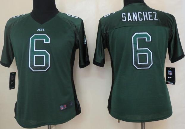 Cheap Women Nike New York Jets 6 Mark Sanchez Green Drift Fashion Elite NFL Jerseys
