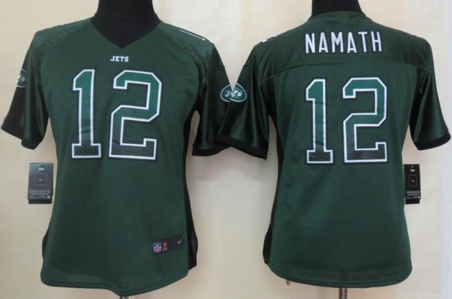 Cheap Women Nike New York Jets 12 Joe Namath Green Drift Fashion Elite NFL Jerseys