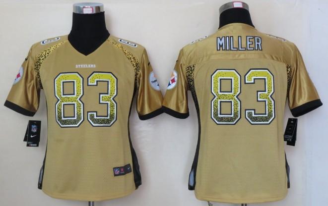 Cheap Women Nike Pittsburgh Steelers 83 Heath Miller Gold Drift Fashion Elite NFL Jerseys