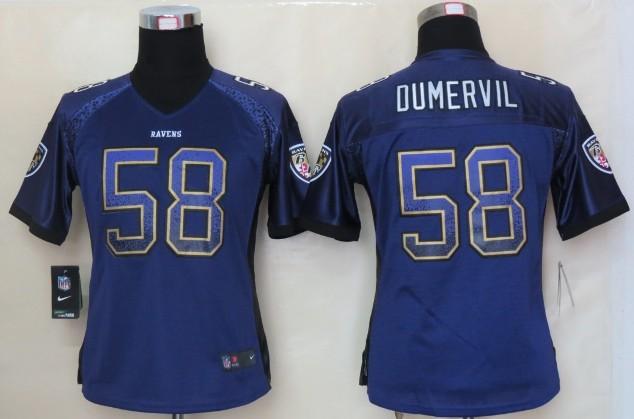 Cheap Women Nike Baltimore Ravens 58 Elvis Dumervil Purple Drift Fashion Elite NFL Jerseys