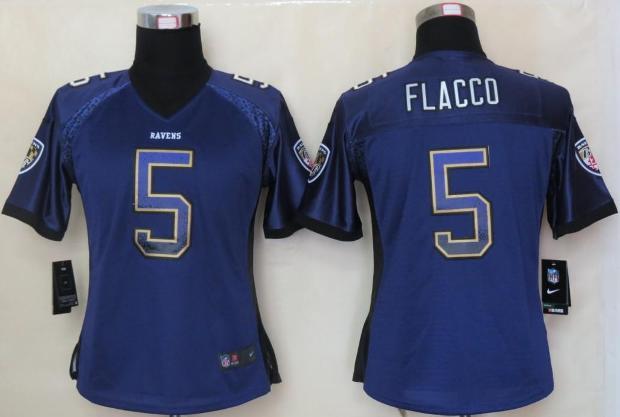 Cheap Women Nike Baltimore Ravens 5 Joe Flacco Purple Drift Fashion Elite NFL Jerseys