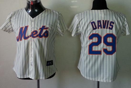 Women New York Mets 29 Ike Davis Cream Cool Base MLB Jerseys