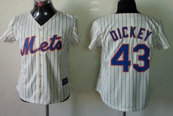Women New York Mets 43 R.A. Dickey Cream Cool Base MLB Jerseys