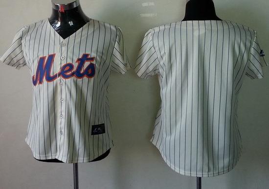Women New York Mets Blank Cream MLB Jerseys
