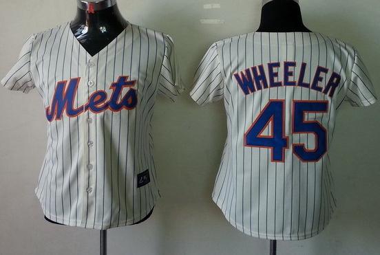 Women New York Mets 45 Zack Wheeler Cream Cool Base MLB Jerseys
