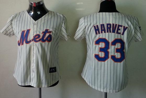 Women New York Mets 33 Matt Harvey Cream Cool Base MLB Jerseys