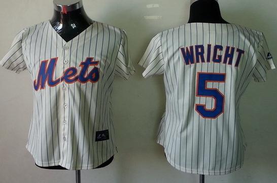 Women New York Mets 5 David Wright Cream Cool Base MLB Jerseys