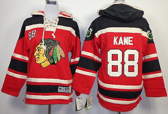 Kids Chicago Blackhawks 88 Patrick Kane Red Lace-Up NHL Jersey Hoodies For Sale