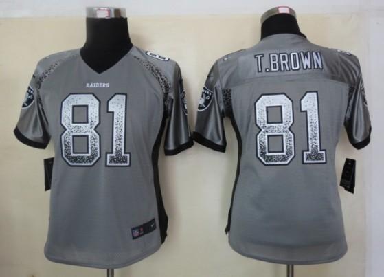 Cheap Women Nike Oakland Raiders 81 Tim Brown Grey Drift Fashion Elite NFL Jerseys
