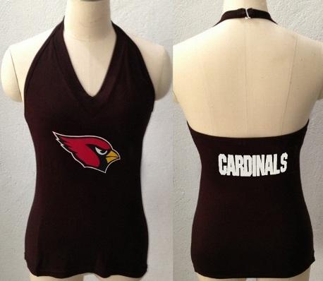 Cheap Women's All Sports Couture Arizona Cardinals Ladies Fashion Long Sleeve V-Neck Halter Top - Brown