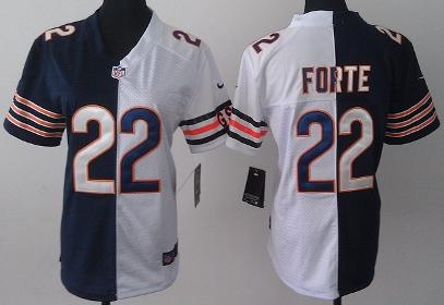 Cheap Women Nike Chicago Bears 22 Matt Forte White Blue Split NFL Jerseys